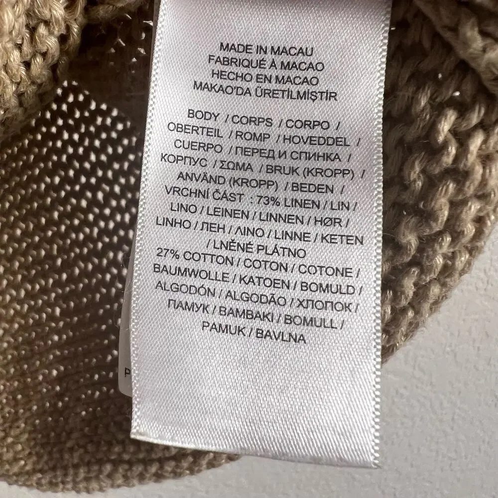 Polo Ralph Lauren Linen Cotton Tan Knit Sleeveless Crewneck Sweater Vest Size L